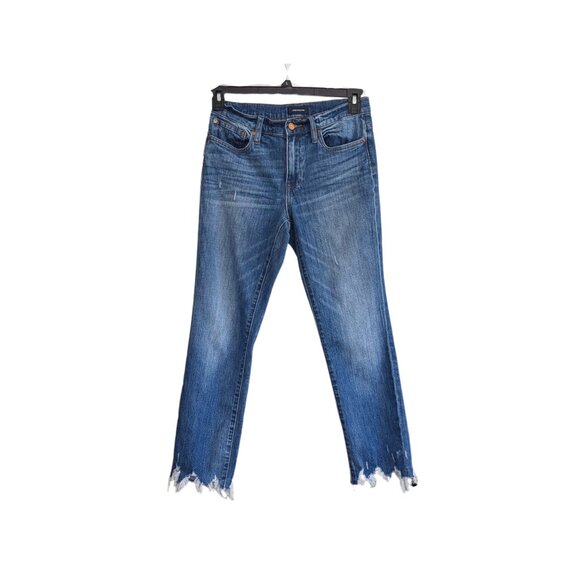 ✨ J.Crew Slim Broken-In Boyfriend Jeans Size 25  Medium Wash Raw Hem EUC - Picture 2 of 7